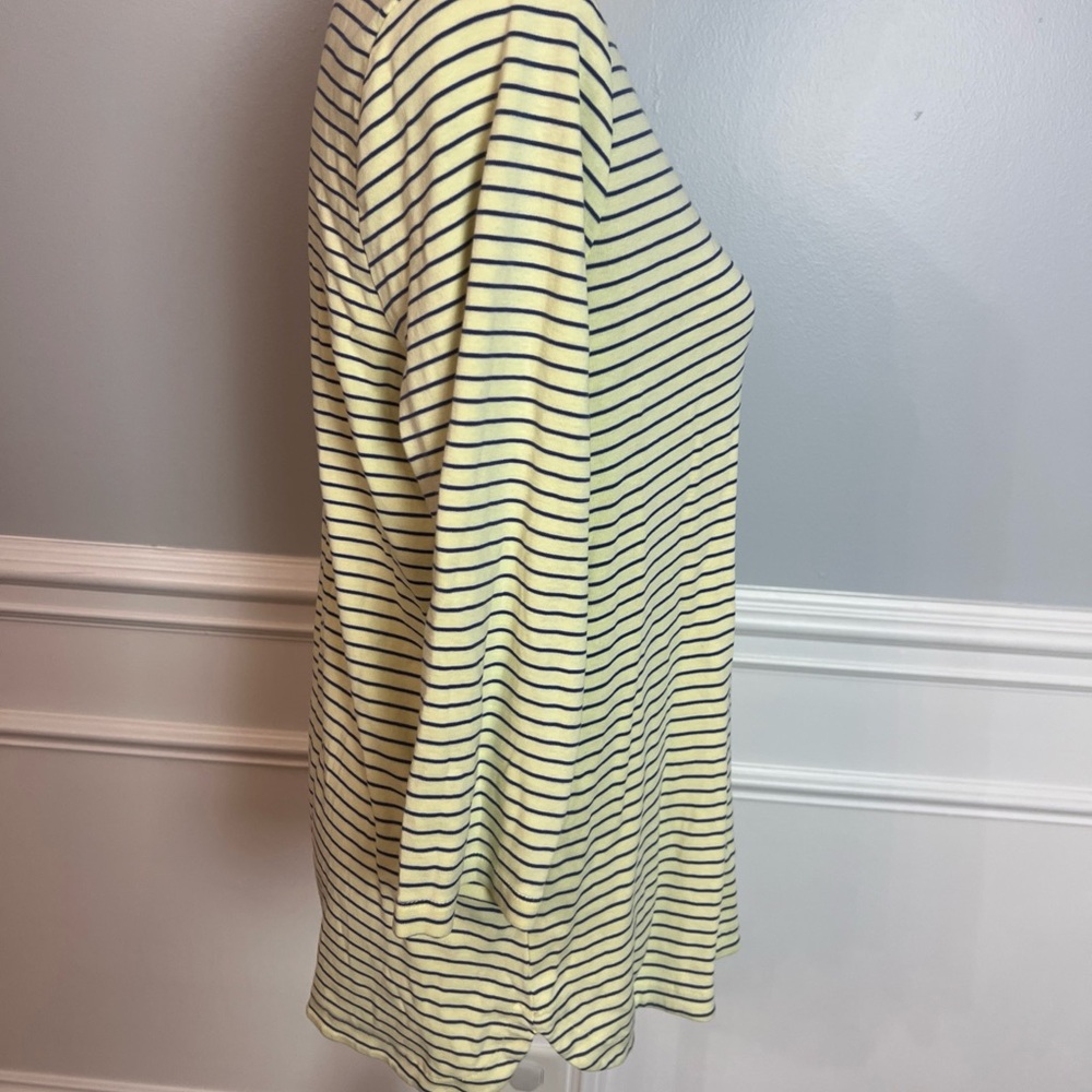 J. Jill 100% Pima Cotton 3/4 Sleeve V Neck Yellow And Blue Stripes Size Large - Picture 4 of 4